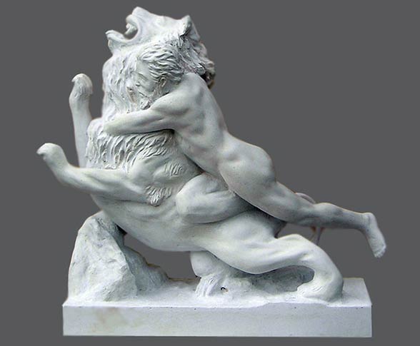 The Nemean lion versus Hercules - the clash.